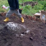 the last task for today - starting the compost pile in the centre. 